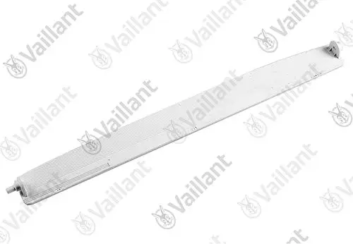 Vaillant Leitblech für Klimagerät in schmaler, länglicher Form mit gerillter Oberfläche und einem Anschluss an einem Ende.